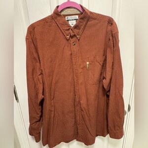 Columbia Sportswear Men’s XL Button-Down Shirt – Rust Micro-Check Pattern